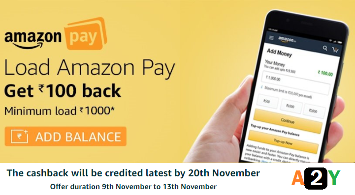 Get Rs100 Cashback on Loading Rs1000 in Amazon Pay Balance ...