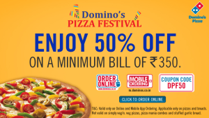 dominos  off on pizzas  cashback loot
