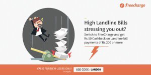 Freecharge Rs  cb on landline bill payment of Rs