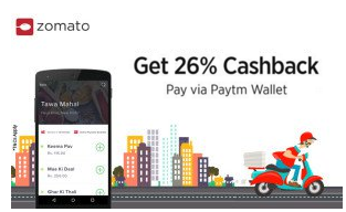 Zomato  cb offer paytm cashback
