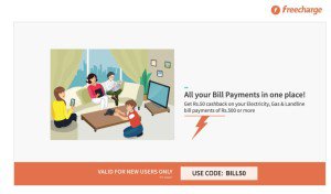 freecharge cb on bill payments of rs BILL