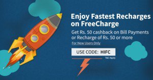 Freecharge Rs  cb on Rs  recharge bill payment