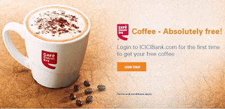 icici bank offer free coffee for icici bank users from ccd