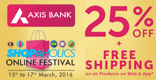 Axis bank  off on zoomin plus free shipping