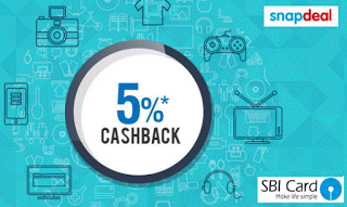 Snapdeal  cashback via SBI cards offer