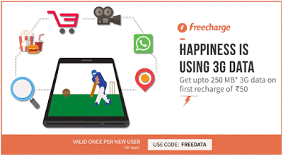 freecharge  mb data free new user loot offer