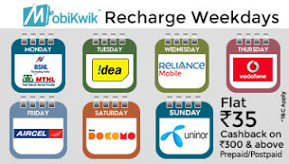 mobikwik recharge weekdays rs cashback offer