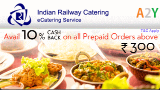 IRCTC catering at  cashback offer