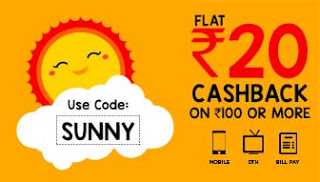 mobikwik rs cashback SUNNY offer recharges