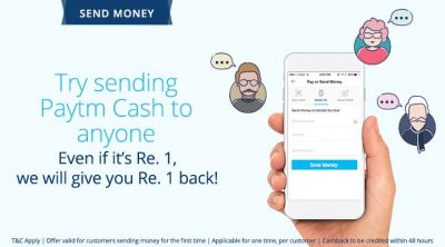 paytm send money and get cashback re offer