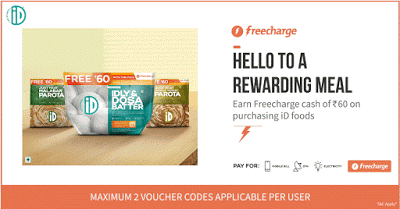 freecharge free rs freecharge credits with id food packs