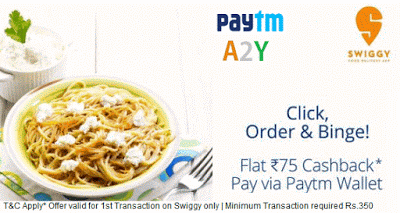 paytm swiggy  cashback offer loot