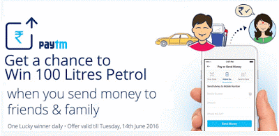 paytm wallet send money and win free petrol