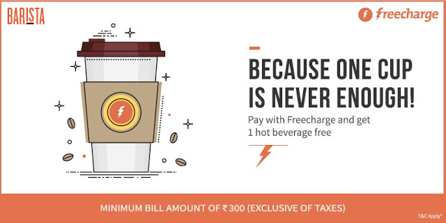 freecharge barista loot offer free frappe or latte
