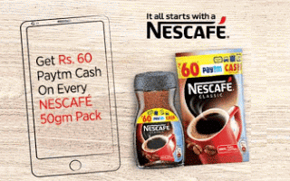 nescafe paytm offer free paytm cash on coffee