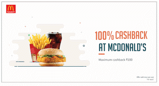 Freecharge  cashback on Mc Donalds