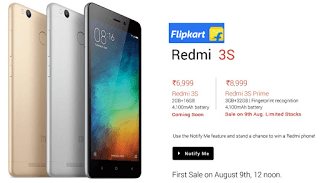 flipkart redmi s prime sale th august