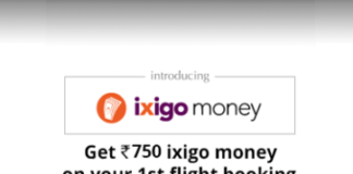 ixigo offer: Get Rs 750 ixigo Money Cashback on 1st Flight Booking