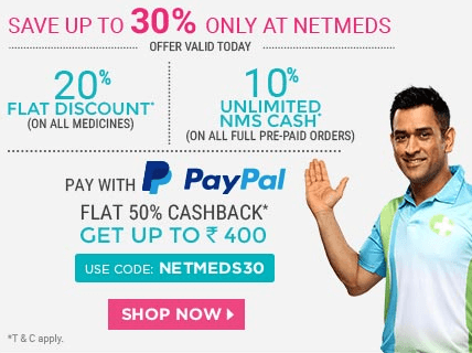 Netmeds Medicines PayPal Offer