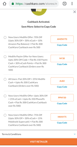 Medlife Cashback Loot Offer