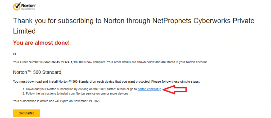 Norton Antivirus Loot Email